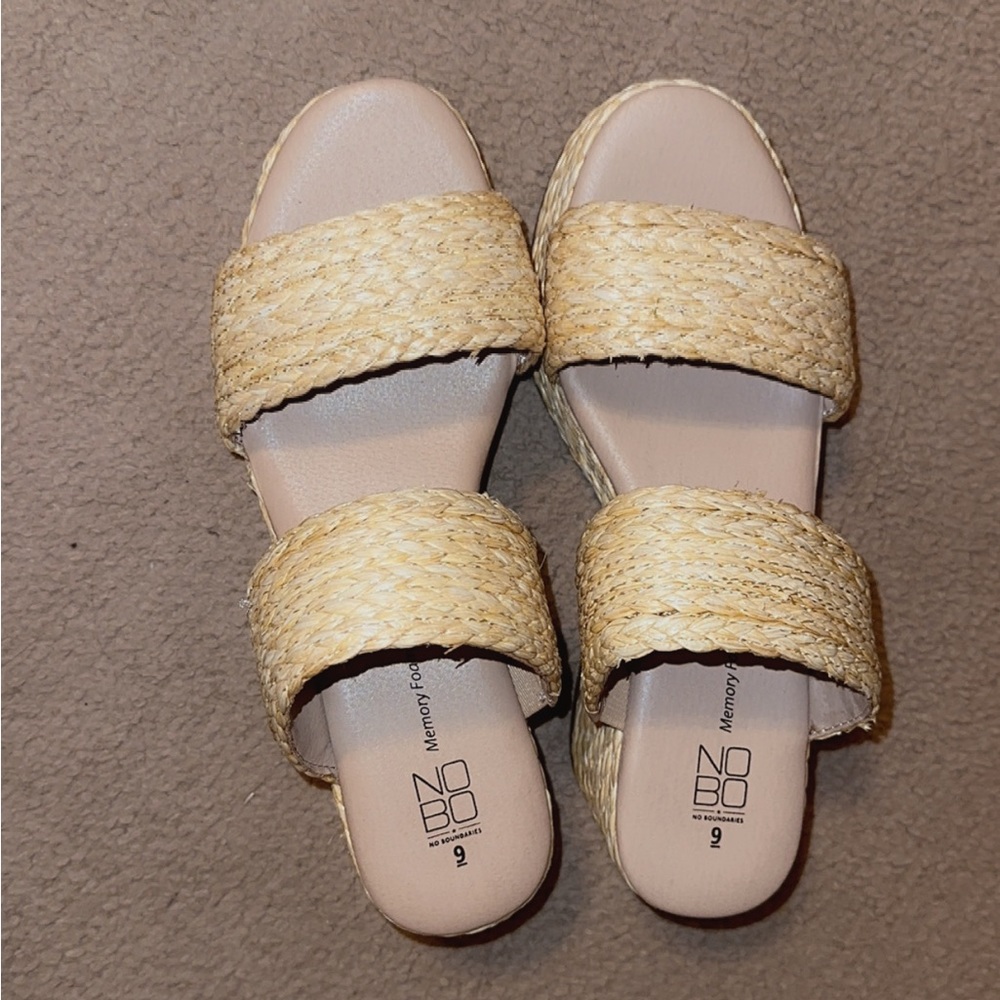 No Boundaries Tan Sandals with Woven Straps